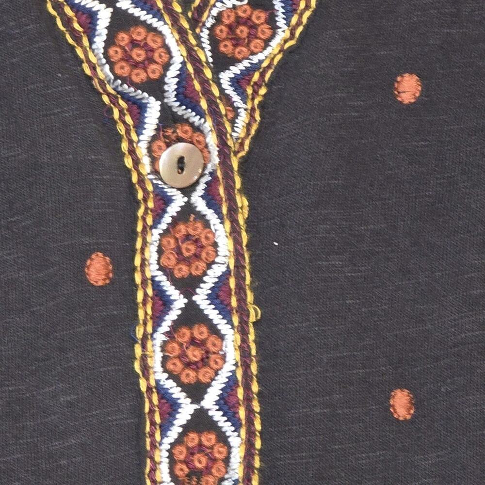 Canyon Retreat Boho Embroidered Midi Dress XL Black Orange Geometric Festival - Picture 6 of 16